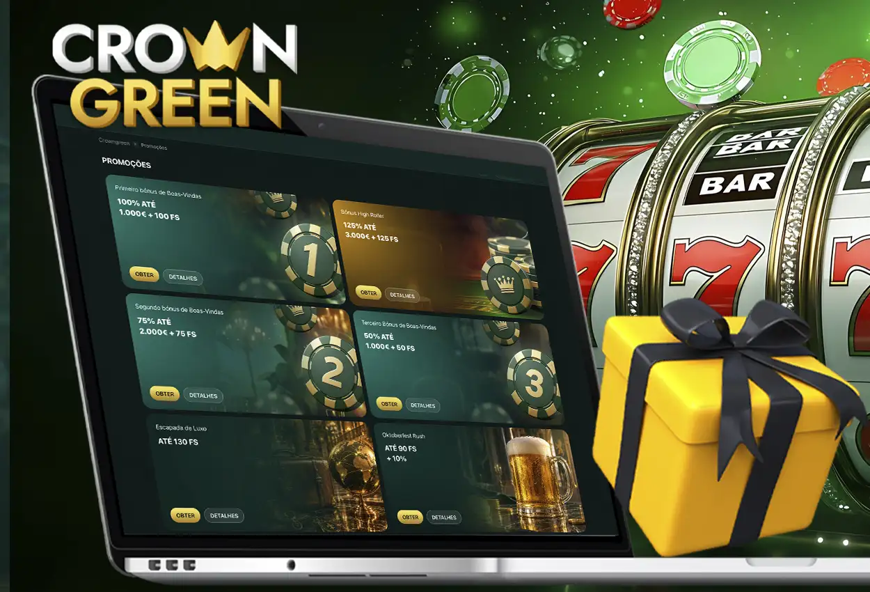 Bónus do CrownGreen em Portugal: Pacote de Boas-Vindas, Rodadas Grátis e Promoções